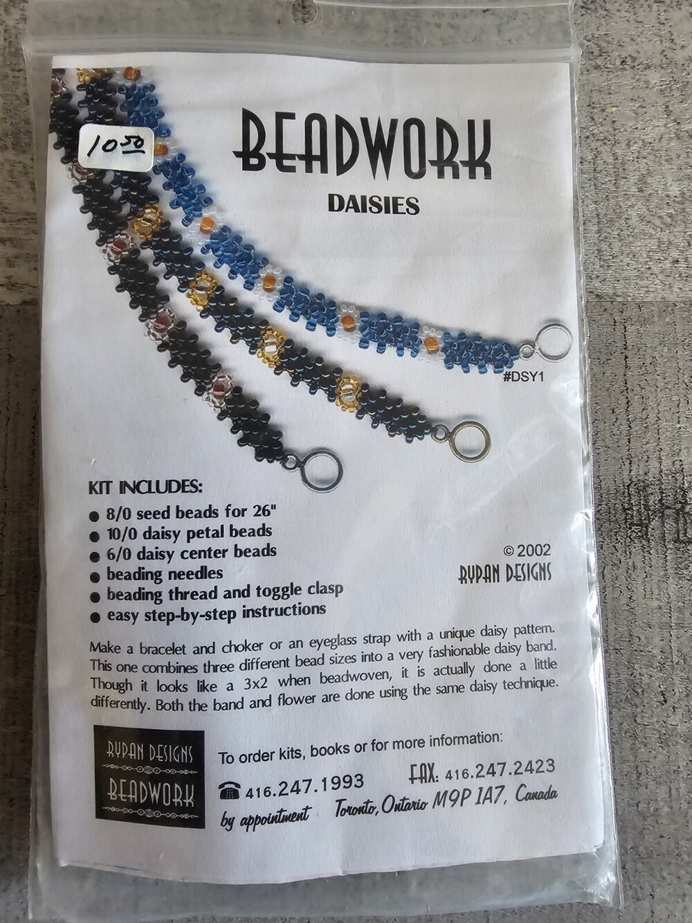 Vtg Beadwork Daisies Kit + Beads Choker Bracelet Eyeglass By Rypan Designs